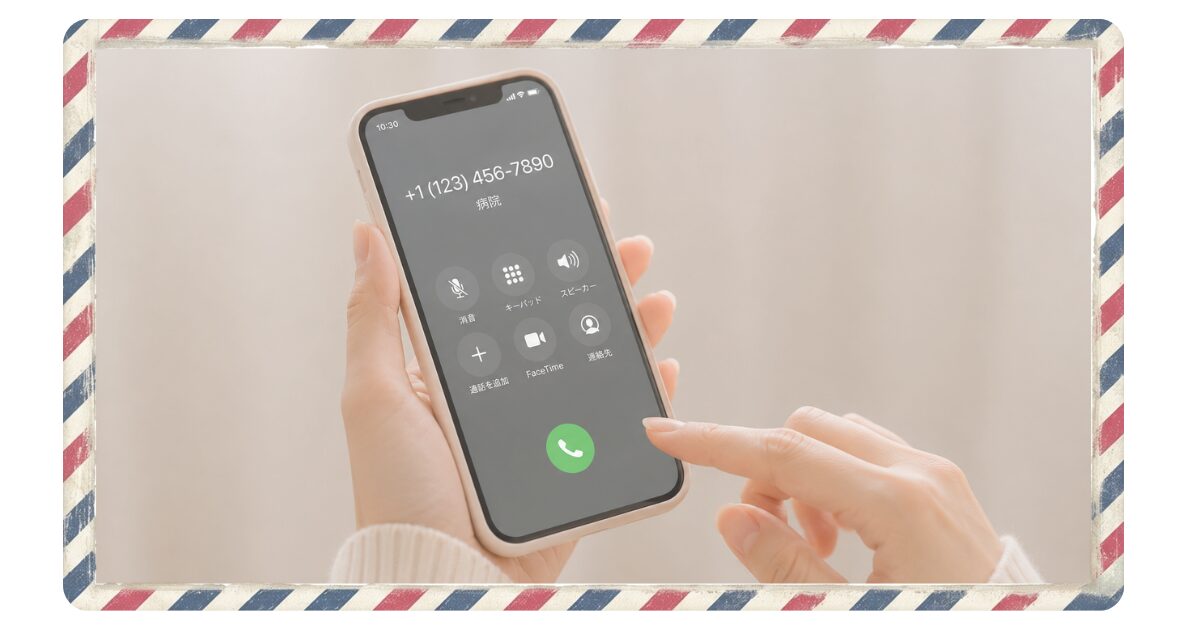 アメリカ妊婦検診の電話予約を前に、スマートフォンを手に不安を感じる女性