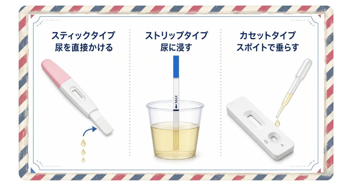 アメリカの妊娠検査薬の3タイプ比較 Stick型 Strip型 Cassette型